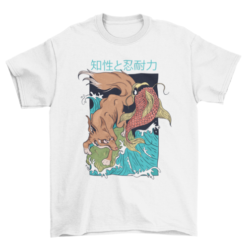 Fox and Fish Japanese Style T-shirt