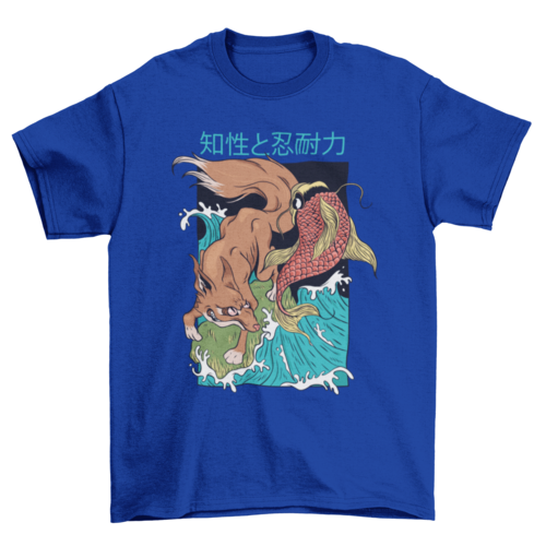 Fox and Fish Japanese Style T-shirt