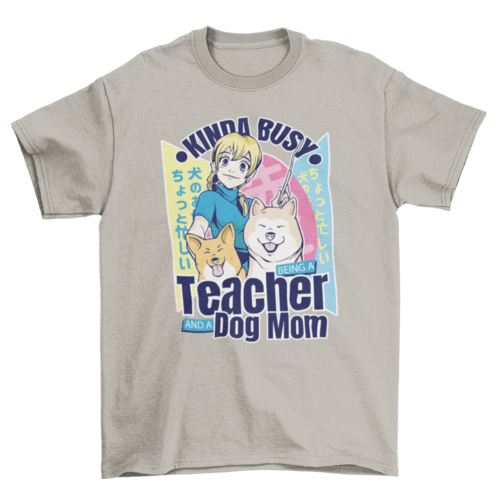 Girl with dogs anime t-shirt