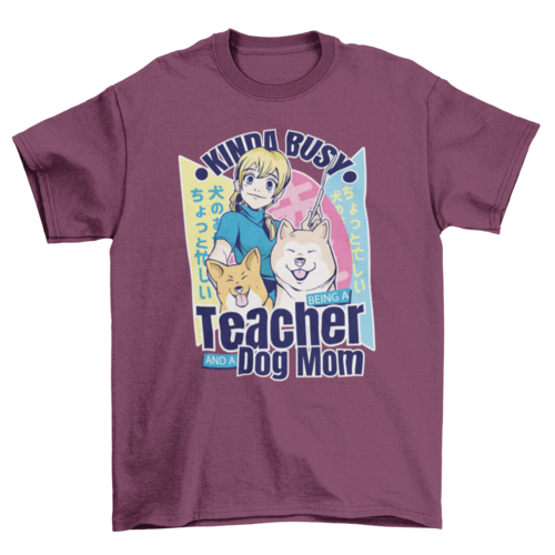 Girl with dogs anime t-shirt