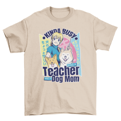 Girl with dogs anime t-shirt